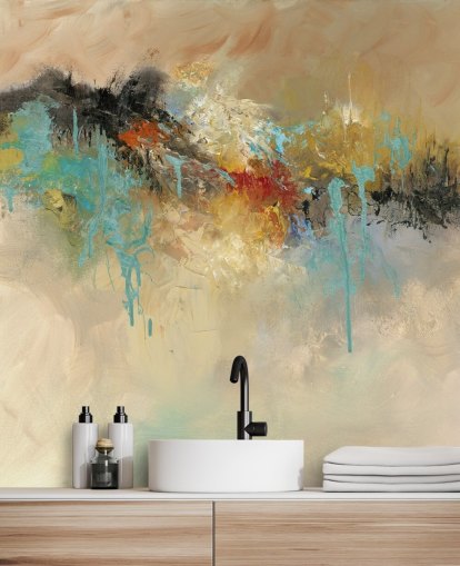 red customisable abstract wallpaper mural called Red Earth by Anne Farrall Doyle for bedrooms