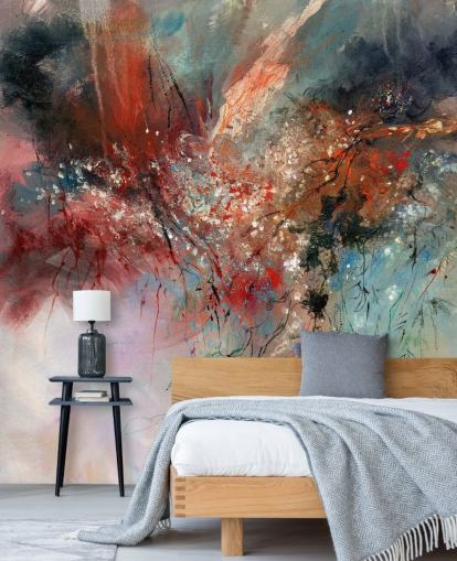 murale astratto colorato personalizzabile chiamato Spirit of Autumn di Anne Farrall Doyle per camere da letto e salotti