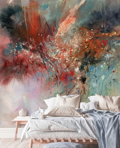 colorful customizable abstract wall mural called Spirit of Autumn by Anne Farrall Doyle for bedrooms and living rooms