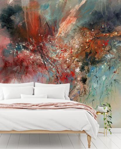 colorful customizable abstract wall mural called Spirit of Autumn by Anne Farrall Doyle for bedrooms and living rooms