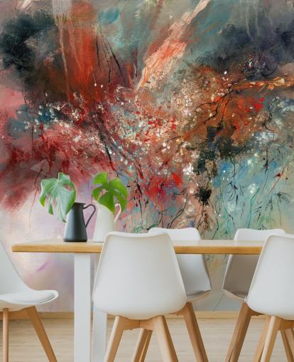 farverigt tilpassbart abstrakt vægmaleri kaldet Spirit of Autumn af Anne Farrall Doyle til soveværelser og stuer farverigt tilpassbart abstrakt vægmaleri kaldet Spirit of Autumn af Anne Farrall Doyle til soveværelser og stuer