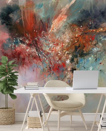 fresque murale abstraite colorée personnalisable appelée Spirit of Autumn par Anne Farrall Doyle pour les chambres et les salons