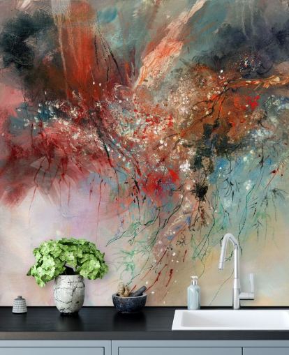 fargerikt tilpassbart abstrakt veggmaleri kalt Spirit of Autumn av Anne Farrall Doyle for soverom og stuer