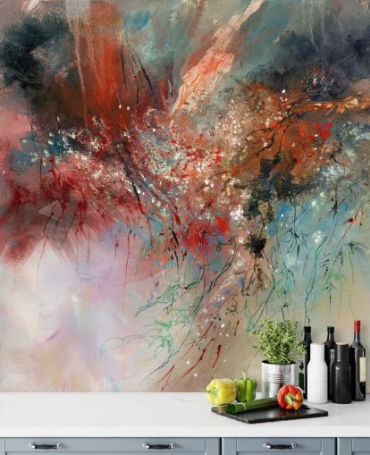colorful customizable abstract wall mural called Spirit of Autumn by Anne Farrall Doyle for bedrooms and living rooms