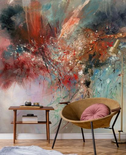 mural de pared abstracto colorido y personalizable llamado Spirit of Autumn de Anne Farrall Doyle para dormitorios y salas de estar