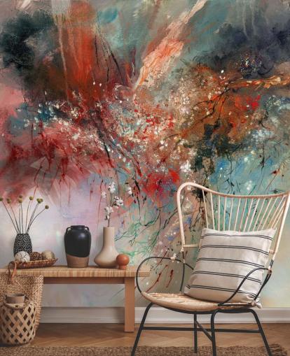 colorful customizable abstract wall mural called Spirit of Autumn by Anne Farrall Doyle for bedrooms and living rooms