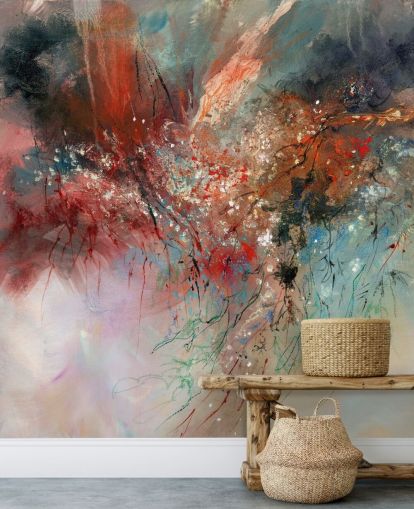 murale astratto colorato personalizzabile chiamato Spirit of Autumn di Anne Farrall Doyle per camere da letto e salotti