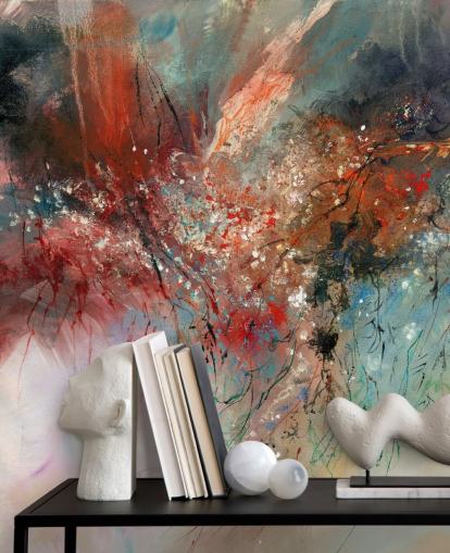 mural de pared abstracto colorido y personalizable llamado Spirit of Autumn de Anne Farrall Doyle para dormitorios y salas de estar