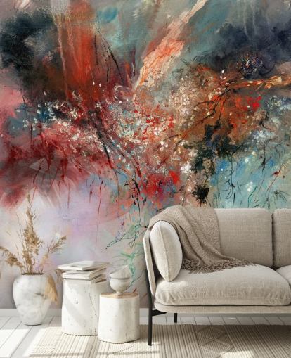 mural de pared abstracto colorido y personalizable llamado Spirit of Autumn de Anne Farrall Doyle para dormitorios y salas de estar
