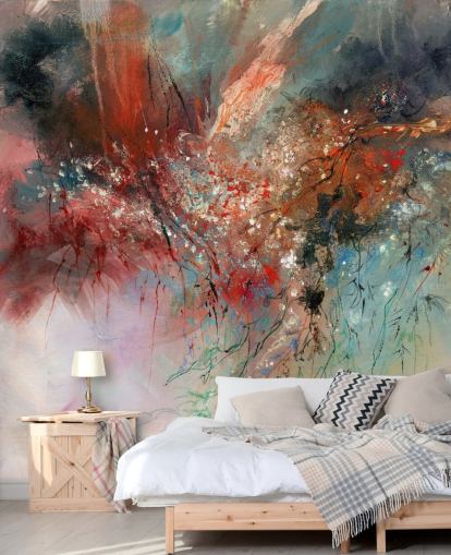 murale astratto colorato personalizzabile chiamato Spirit of Autumn di Anne Farrall Doyle per camere da letto e salotti murale astratto colorato personalizzabile chiamato Spirit of Autumn di Anne Farrall Doyle per camere da letto e salotti