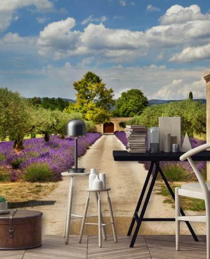 lavender field behind gate wallpaper lavender field behind gate wallpaper