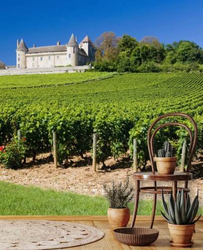Carta da parati per castelli e vigneti francesi Carta da parati per castelli e vigneti francesi
