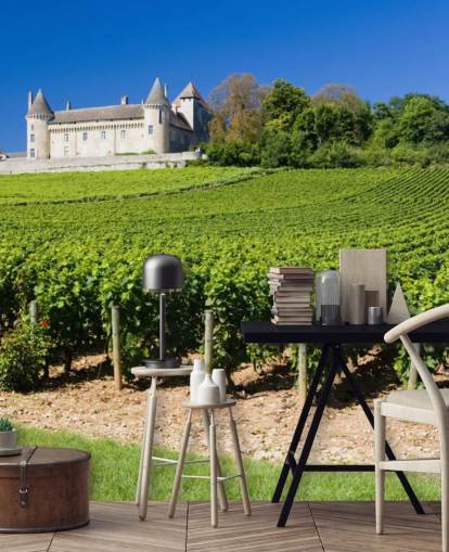 French Chateau and Vineyard Wallpaper