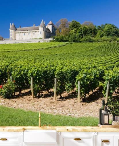 French Chateau and Vineyard Wallpaper