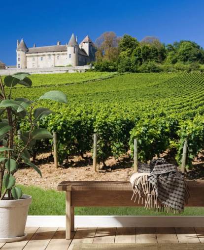 French Chateau and Vineyard Wallpaper