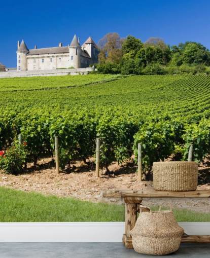Frans kasteel en wijngaard behang
