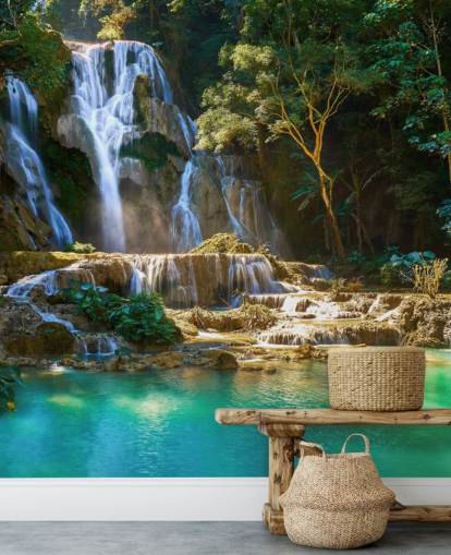 selva com lagoa azul e papel de parede cachoeira selva com lagoa azul e papel de parede cachoeira