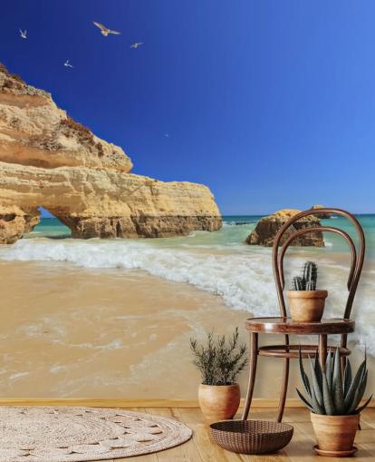 Steinete Algarve Beach Bakgrunn Steinete Algarve Beach Bakgrunn