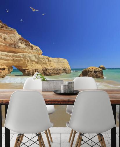 Felsige Algarve Strand-Tapete Felsige Algarve Strand-Tapete