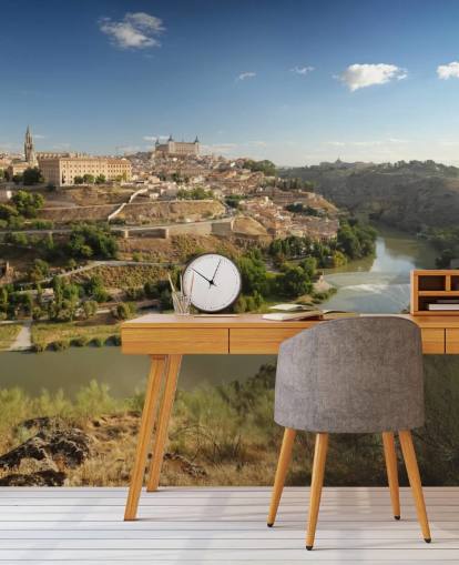 View of Town by River Wall Mural