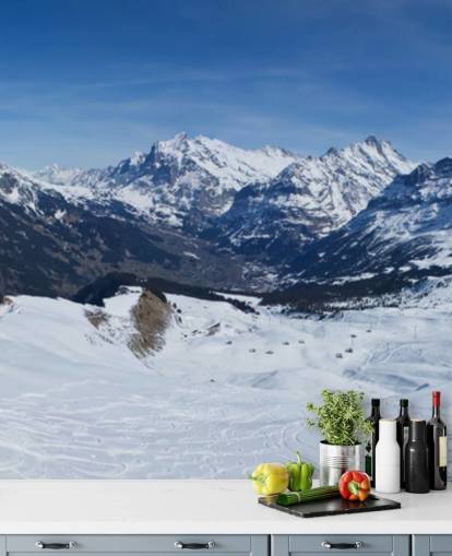 Esqui Swiss Alps Mountain Wall Mural