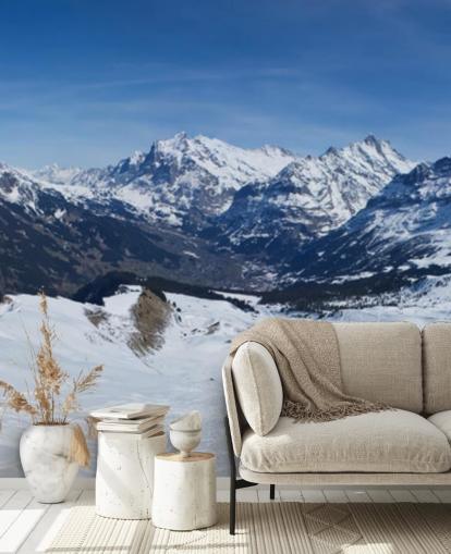 Ski dans les Alpes suisses Mountain Wall Mural Ski dans les Alpes suisses Mountain Wall Mural