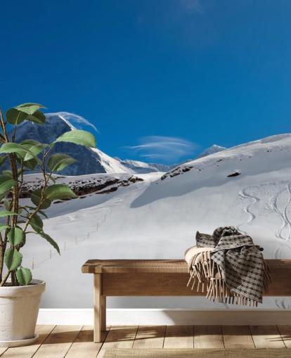 blue and white customisable mountain wallpaper called The Eiger for bedrooms, man caves and home offices blue and white customisable mountain wallpaper called The Eiger for bedrooms, man caves and home offices