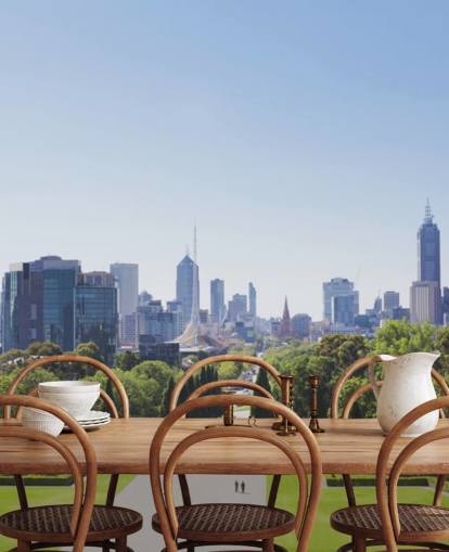 utsikt över Melbourne från Melbourne trädgårdar tapet