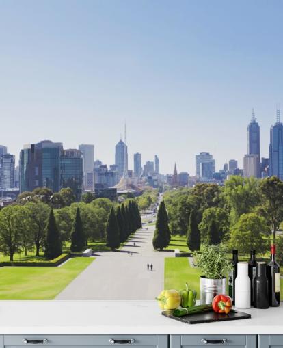 utsikt över Melbourne från Melbourne trädgårdar tapet utsikt över Melbourne från Melbourne trädgårdar tapet