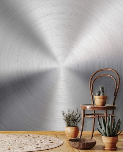 Silver Effect Swirl Metal Wallpaper Mural