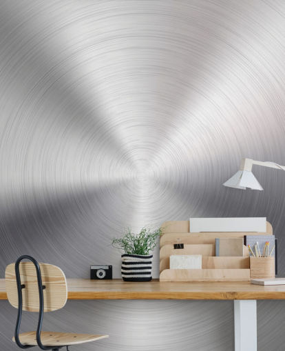 Silver Effect Swirl Metal Wallpaper Mural