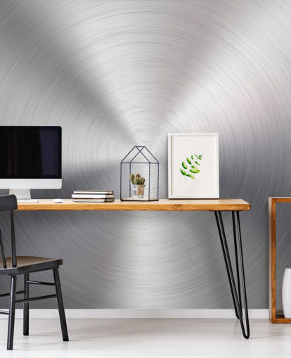 Papel de parede Silver Effect Swirl Metal