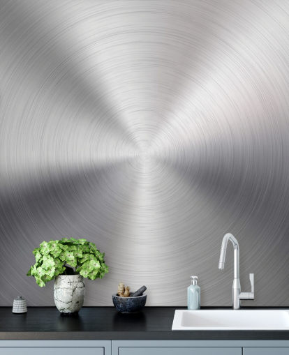 Papel de parede Silver Effect Swirl Metal