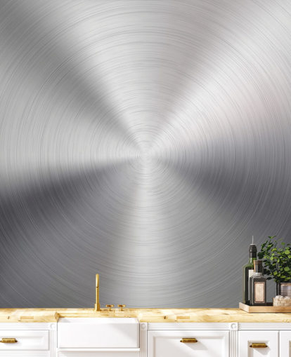 Silver Effect Swirl Metal Wallpaper Mural Silver Effect Swirl Metal Wallpaper Mural