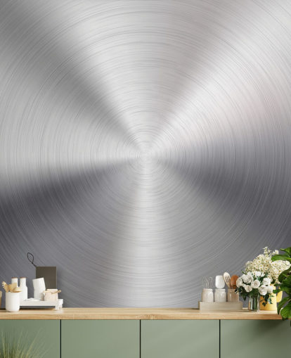 Papel de parede Silver Effect Swirl Metal