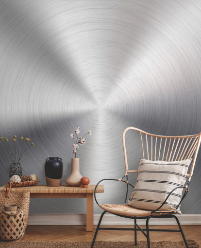 Papel de parede Silver Effect Swirl Metal
