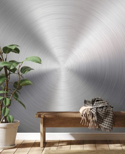 Papel de parede Silver Effect Swirl Metal