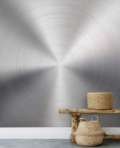 Silver Effect Swirl Metal Wallpaper Mural