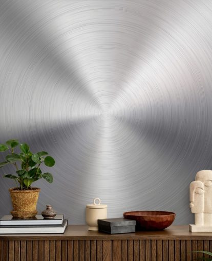 Silver Effect Swirl Metal Wallpaper Mural