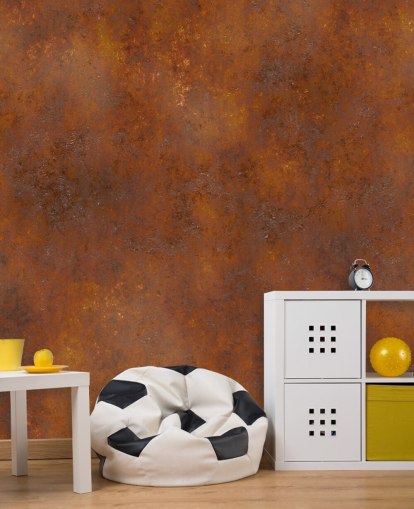 papel de parede de metal personalizável de cobre laranja chamado Rust Effect para cozinhas 