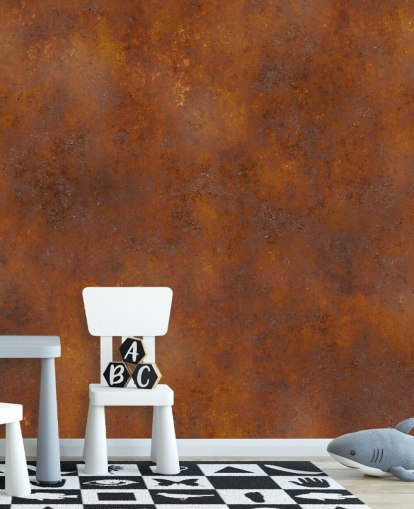 papel pintado de metal personalizable de cobre naranja llamado Rust Effect para cocinas 