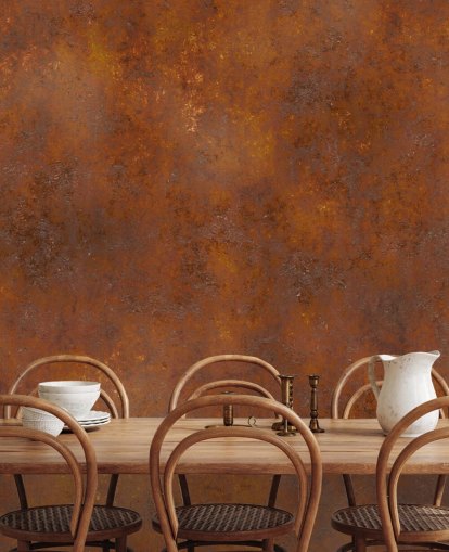carta da parati in metallo personalizzabile in rame arancione chiamata Rust Effect per cucine 