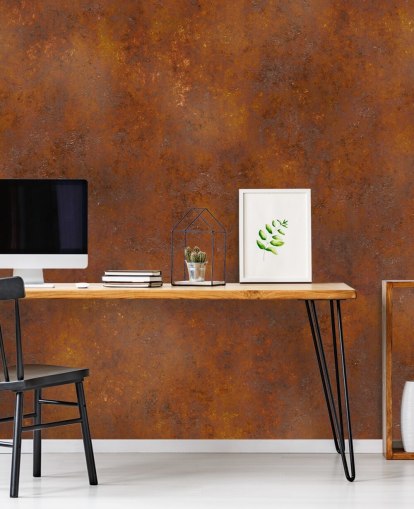 papel pintado de metal personalizable de cobre naranja llamado Rust Effect para cocinas 