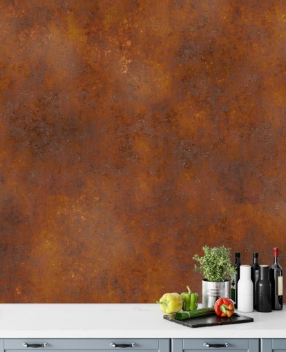 Personalisierbare Metalltapete aus orangefarbenem Kupfer namens Rust Effect für Küchen Personalisierbare Metalltapete aus orangefarbenem Kupfer namens Rust Effect für Küchen