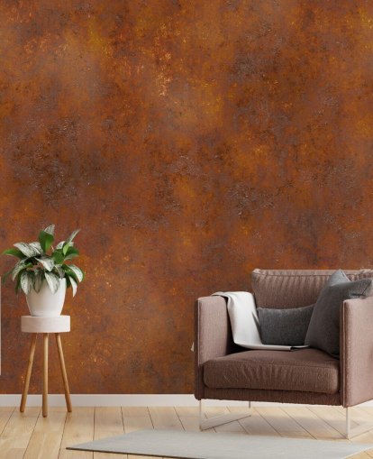papel de parede de metal personalizável de cobre laranja chamado Rust Effect para cozinhas 