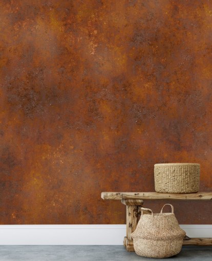 Personalisierbare Metalltapete aus orangefarbenem Kupfer namens Rust Effect für Küchen 