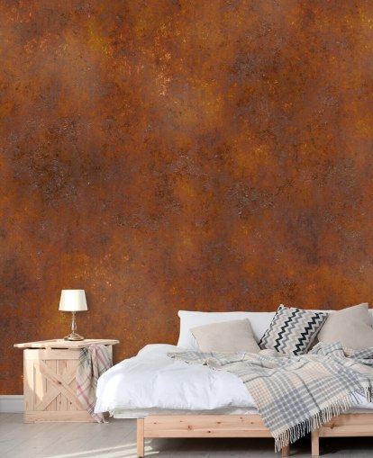 papel pintado de metal personalizable de cobre naranja llamado Rust Effect para cocinas 