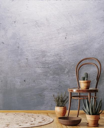 Papel pintado de metal plateado Papel pintado de metal plateado