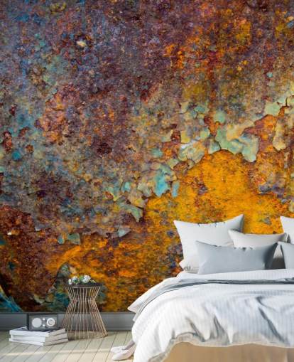 papier peint mural personnalisable en cuivre orange appelé Core of Corrosion pour les cuisines et les salons