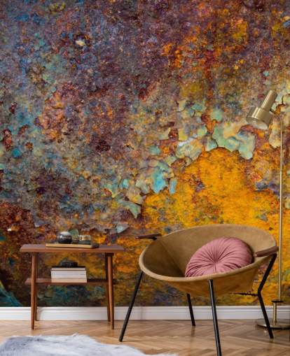 papier peint mural personnalisable en cuivre orange appelé Core of Corrosion pour les cuisines et les salons
